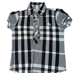 Burberry Kids Plaid Button-Down Shirt - Black and Gray